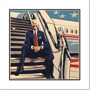Joe Biden on Plane Stairs Posters and Art